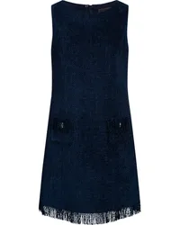 NVSCO 2107 Kleid mit Bouclé-Struktur und Fransen in Navy /Blau Blau