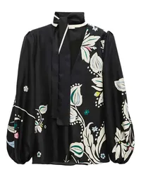 Dorothee Schumacher Bluse FLOWER WHIRL aus Seide mit floralem Muster in Black Mix /Schwarz Schwarz