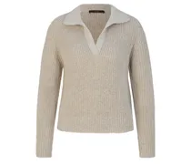 Pullover aus Wolle-Kaschmir-Gemisch mit V-Ausschnitt in Dark Beige /Beige