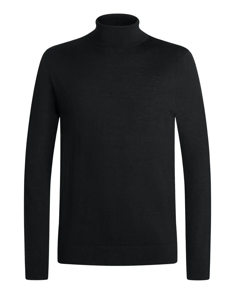 Lloyd Schwarz Wolle | Strickpullover Rollkragen Schwarz