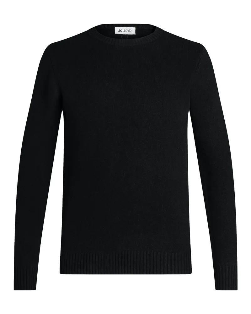 Lloyd Schwarz Wolle | Strickpullover Rundhals Schwarz