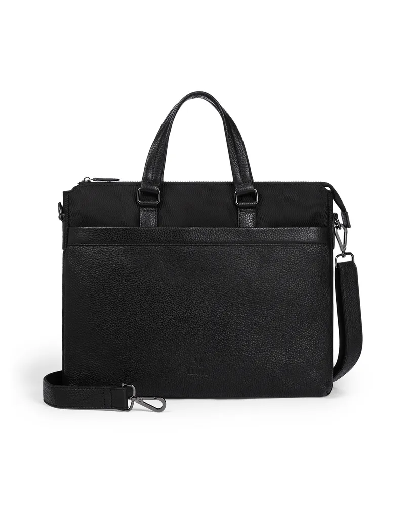 Lloyd Schwarz Genarbtes Leder | Textil | Businessbag Small Schwarz