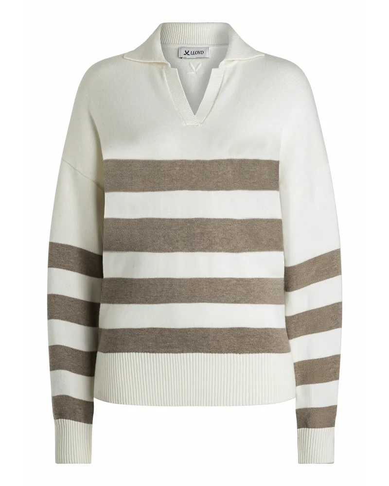 Lloyd Weiss Damen Strickpullover V-ausschnitt Weiss Weiss