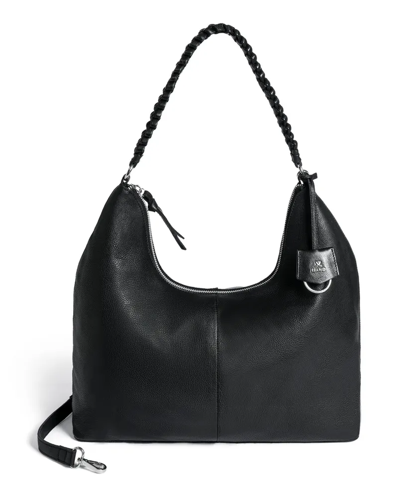 Lloyd Schwarz Genarbtes Leder | Damen Hobo Bag Schwarz Schwarz