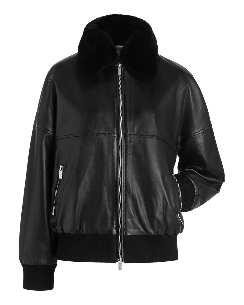 Lloyd Schwarz Glattleder | Damen Lederjacke Schwarz Schwarz