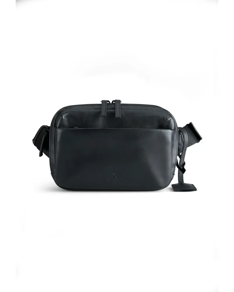 Lloyd Schwarz Glattleder | Crossover Bag Schwarz