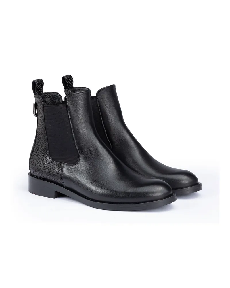 Lloyd Schwarz Glattleder | Geprägtes Leder | Damen Stiefelette Schwarz Schwarz