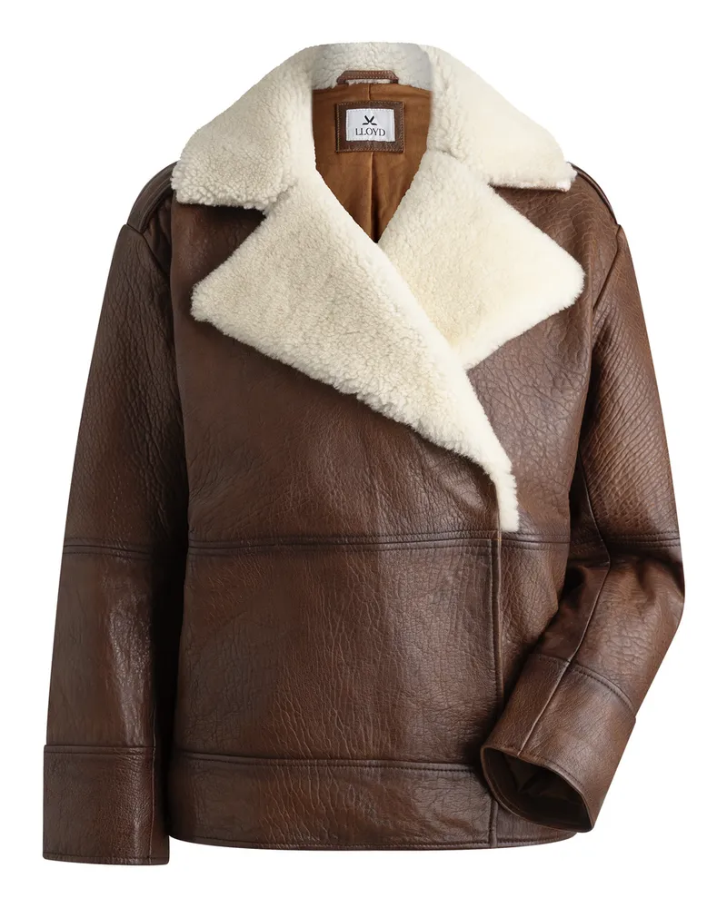 Lloyd Braun Glattleder | Damen Gefütterte Lederjacke Braun Braun