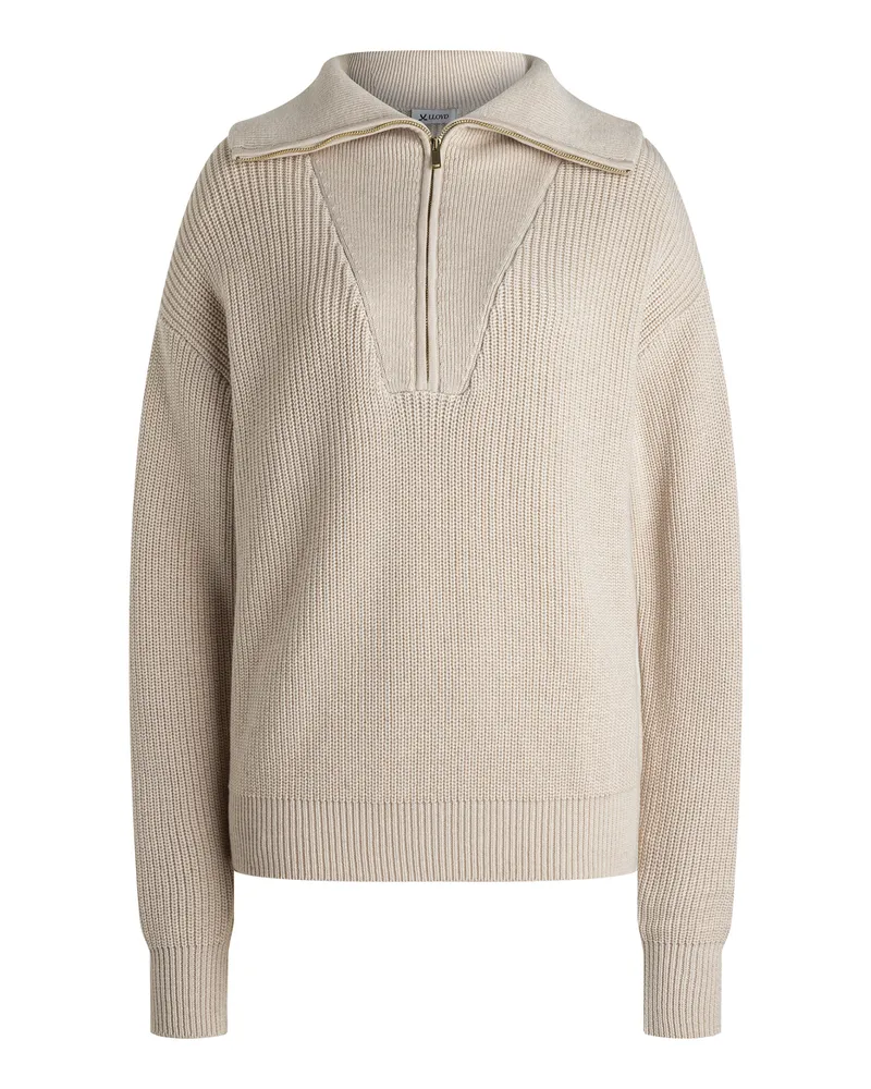 Lloyd Beige Wolle | Damen Strickpullover Stehkragen Beige Beige