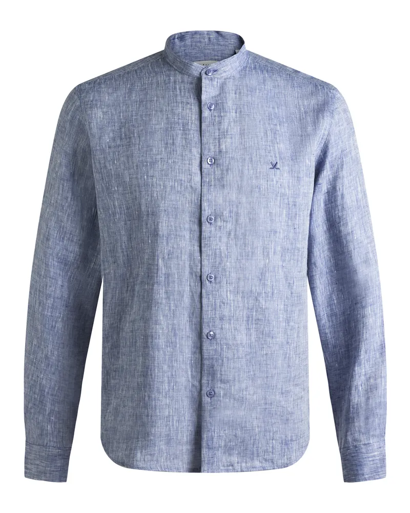 Lloyd Blau Hemd Langarm Aus Leinen Blau