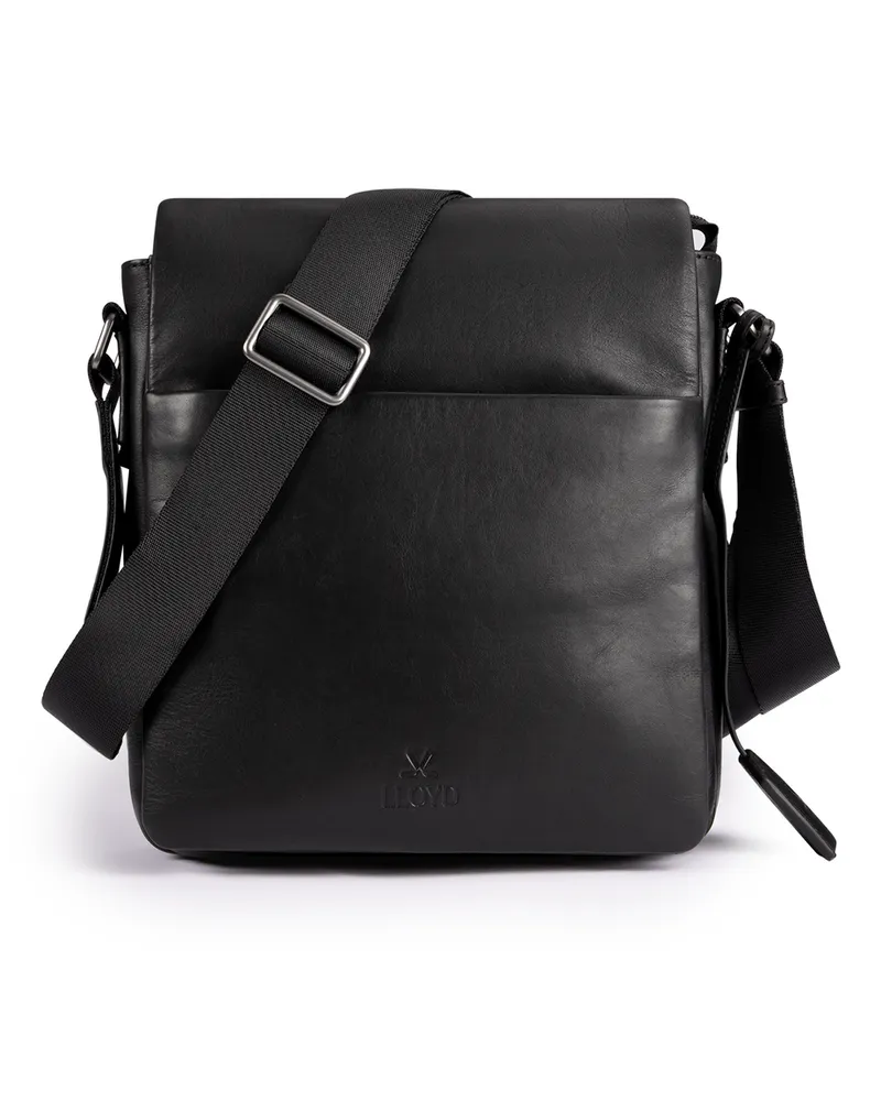 Lloyd Schwarz Glattleder | Messangerbag Schwarz