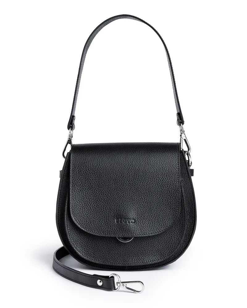 Lloyd Schwarz Glattleder | Damen Saddle Bag Schwarz Schwarz