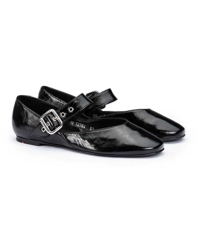Lloyd Schwarz Genarbtes Leder | Glanzleder | Damen Ballerinas Schwarz Schwarz