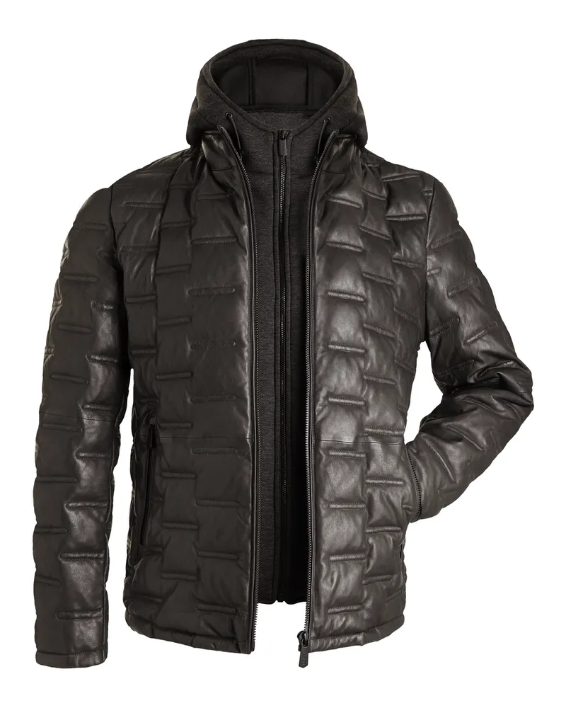 Lloyd Grau Glattleder | Gepolsterte Lederjacke Tino Grau