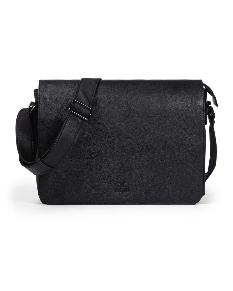 Lloyd Schwarz Genarbtes Leder | Textil | Messangerbag Schwarz