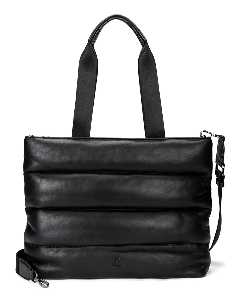 Lloyd Schwarz Glattleder | Damen Padded Shopperbag Schwarz Schwarz