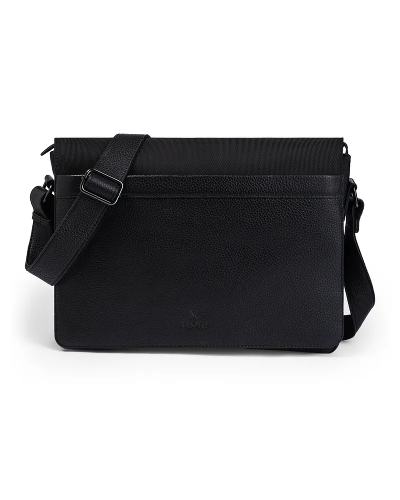 Lloyd Schwarz Genarbtes Leder | Textil | Messangerbag Schwarz