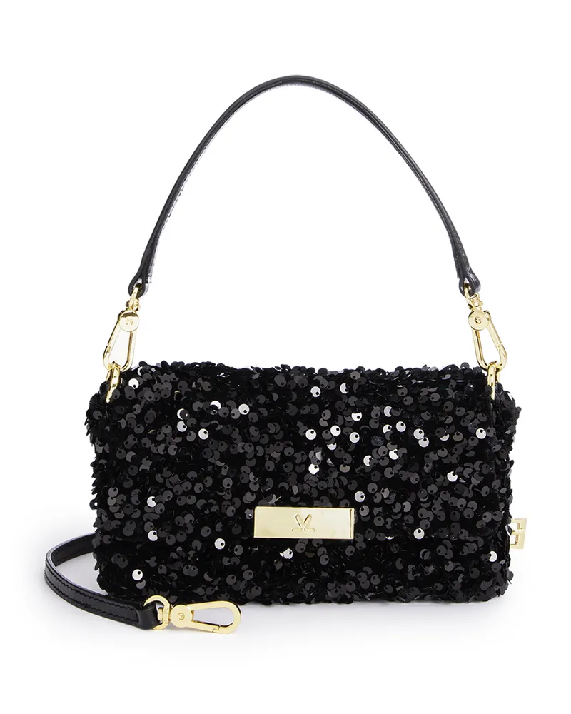 Lloyd Schwarz Pailletten | Damen Minibag Clutch Schwarz Schwarz