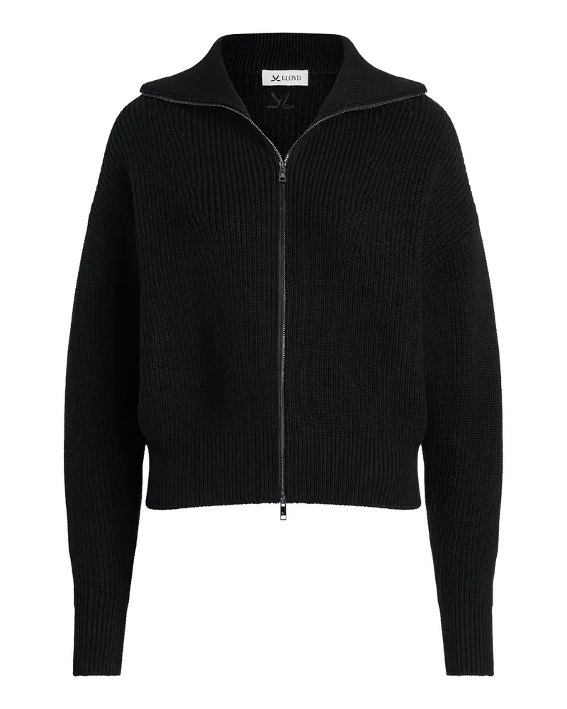 Lloyd Schwarz Wolle | Damen Strickcardigan Schwarz Schwarz