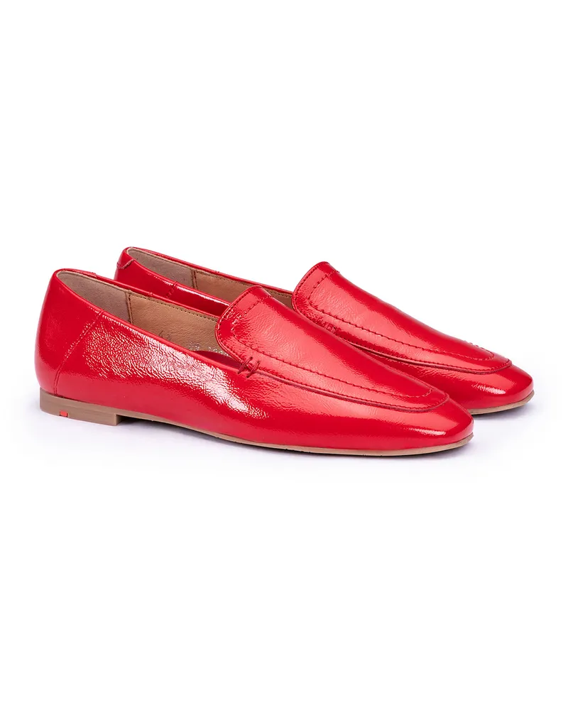 Lloyd Rot Genarbtes Leder | Glanzleder | Damen Slipper Rot Rot