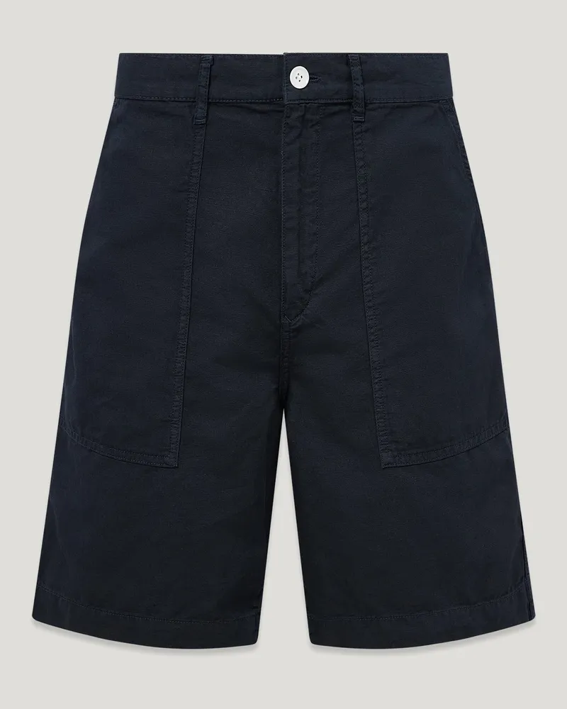 Belstaff Maritime Shorts für Herren Garment Dye Cotton Linen Dunkles Dunkelblau Dunkles