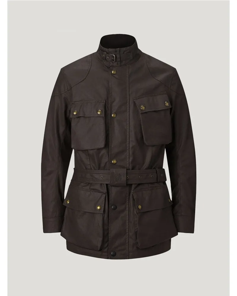 Belstaff Trialmaster Motorradjacke für Herren Waxed Cotton Dunkelbraun Mahagoni