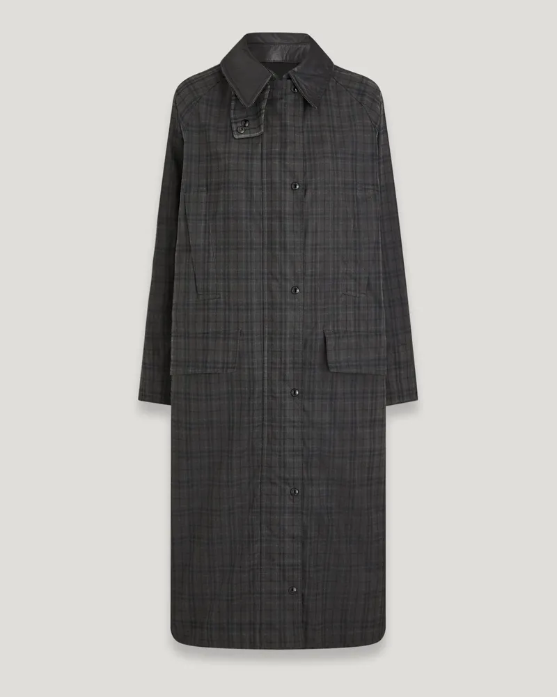 Belstaff Aster Mantel für Damen Hollingworth Plaid Waxed Cotton Anthrazit/Schwarz Anthrazit