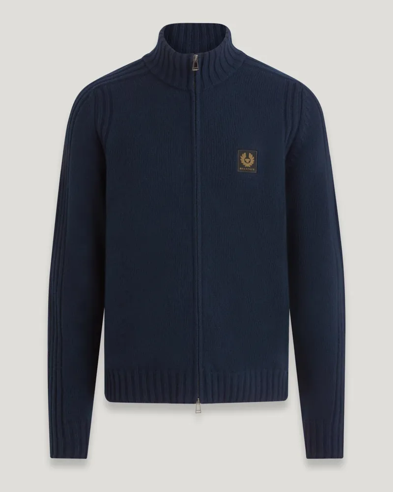 Belstaff Watch Cardigan Mit Reißverschluss für Herren Lambswool Dunkles Dunkelblau S 