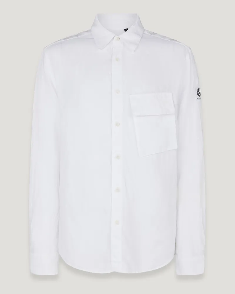 Belstaff Scale Hemd für Herren Garment Dyed Linen Weiß Weiß