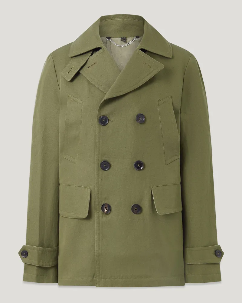 Belstaff Milford Cabanmantel für Herren Tailored Linen Cotton Twill Olivgrün EU 50 