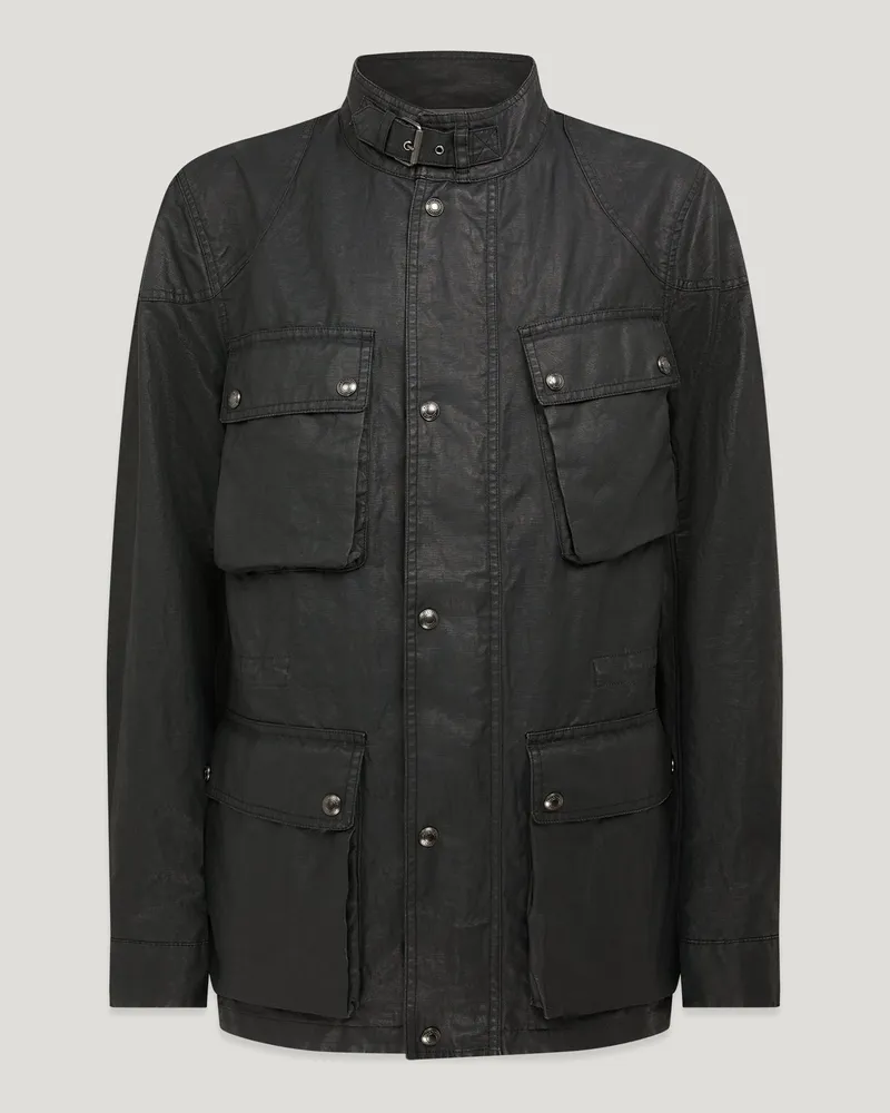 Belstaff Fieldmaster Jacke für Herren Uniform Coated Linen Verwaschenes Schwarz/dunkles Rauchgrau Verwaschenes