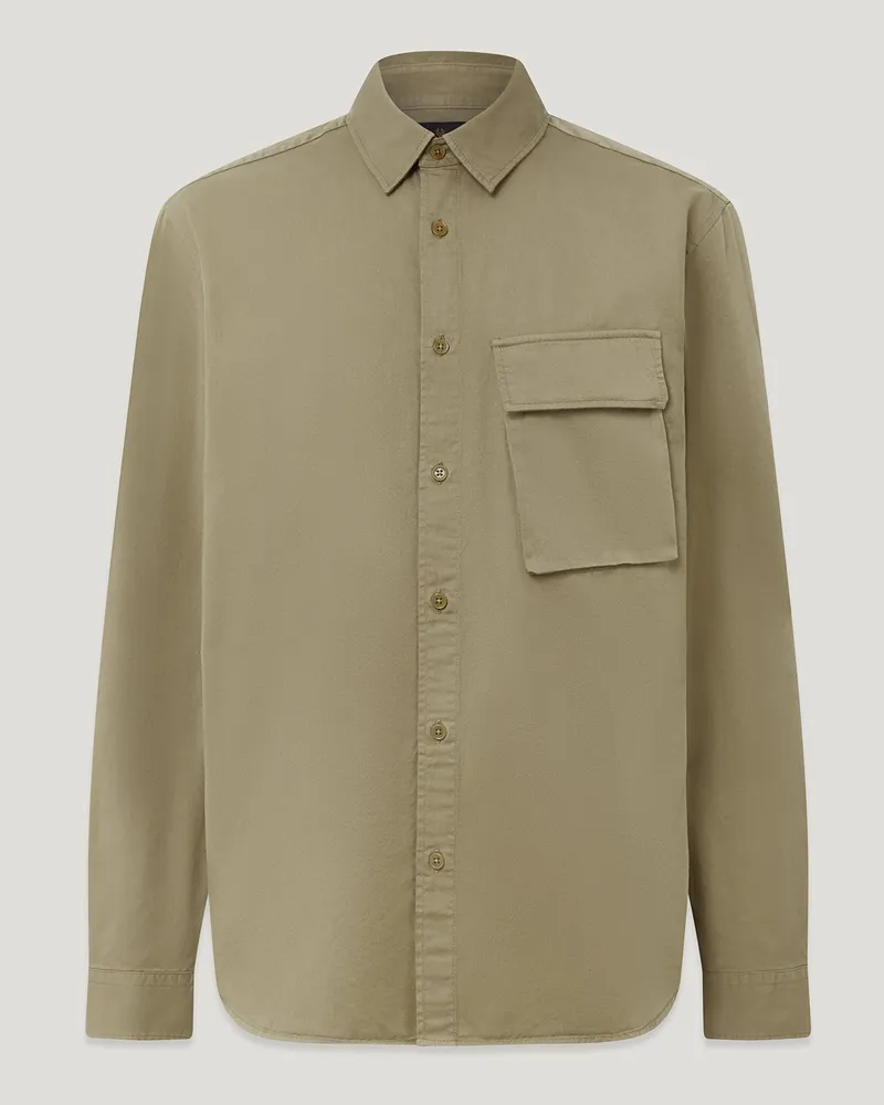 Belstaff Scale Hemd für Herren Garment Dye Cotton Dunkelgrün Tarngrün