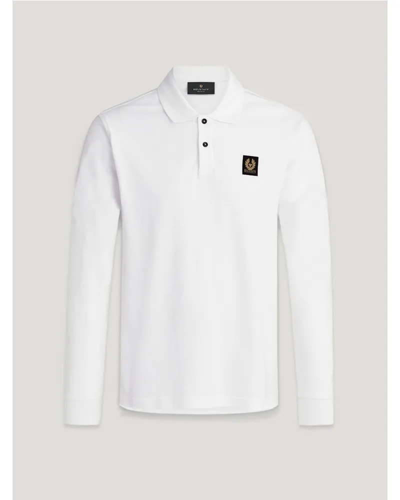 Belstaff Langarm-polohemd für Herren Cotton Pique Weiß Weiß