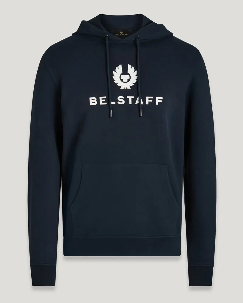 Belstaff Signature Hoodie für Herren Cotton Fleece Dunkles Tintenblau Dunkles