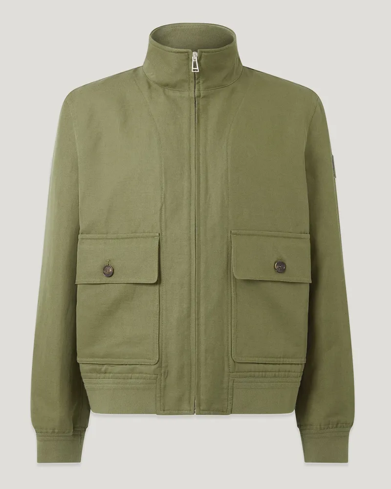 Belstaff Helston Jacke für Herren Tailored Linen Cotton Twill Olivgrün 2XL 