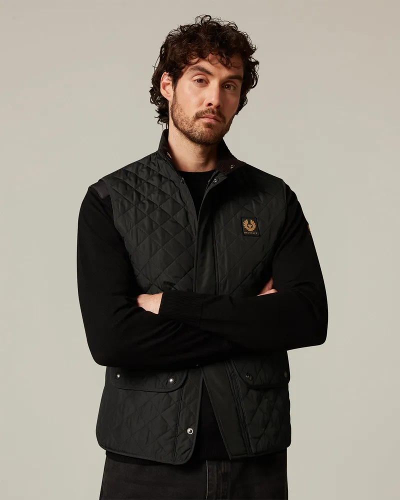 Belstaff Icon Steppweste für Herren Quilted Recycled Nylon Schwarz Schwarz