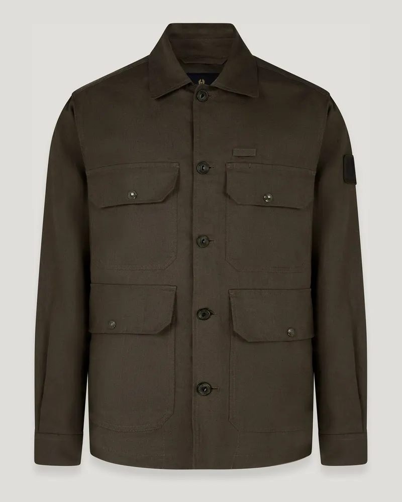 Belstaff Forge Überhemd für Herren Tumbled Linen Armee-Olivgrün Armee-olivgrün