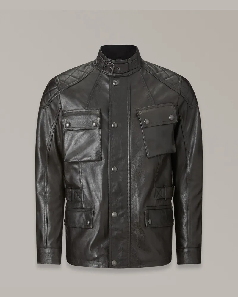 Belstaff Turner Motorradjacke für Herren Hand Waxed Leather Antik-Schwarz Antik-schwarz