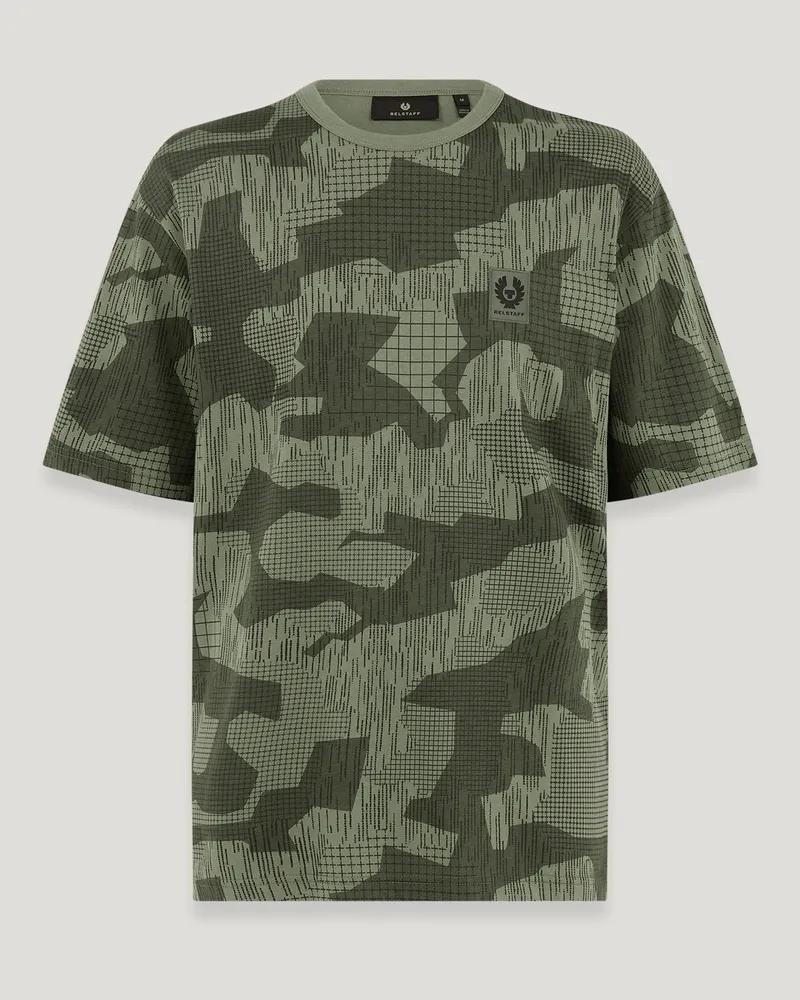 Belstaff Terrain Camo T-shirt für Herren Terrain Camo Print Jersey Militärgrün/verwaschenes Schwarz Militärgrün