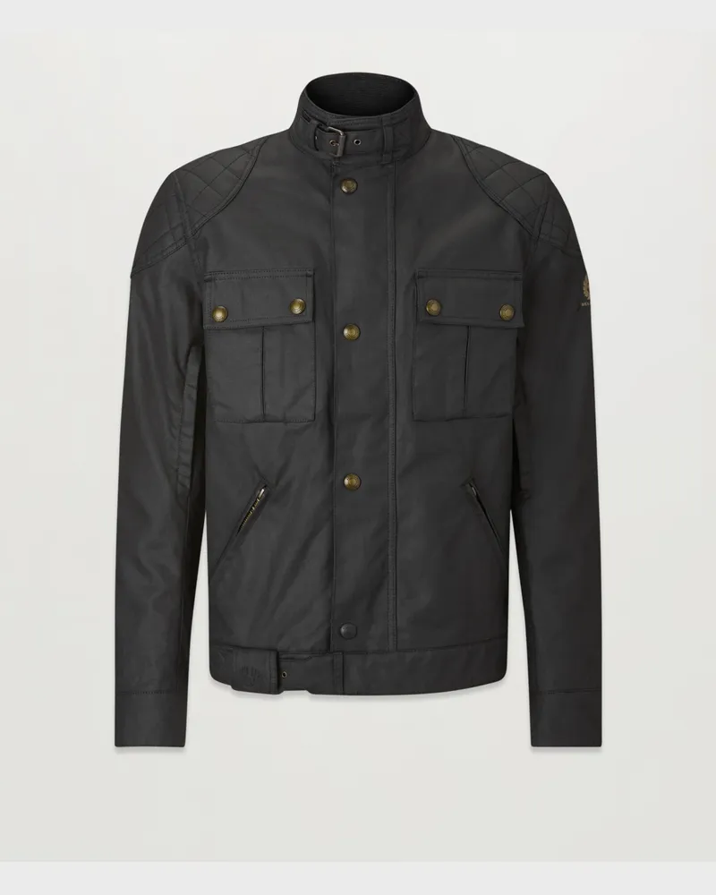 Belstaff Brooklands Motorradjacke für Herren Waxed Cotton Schwarz Schwarz