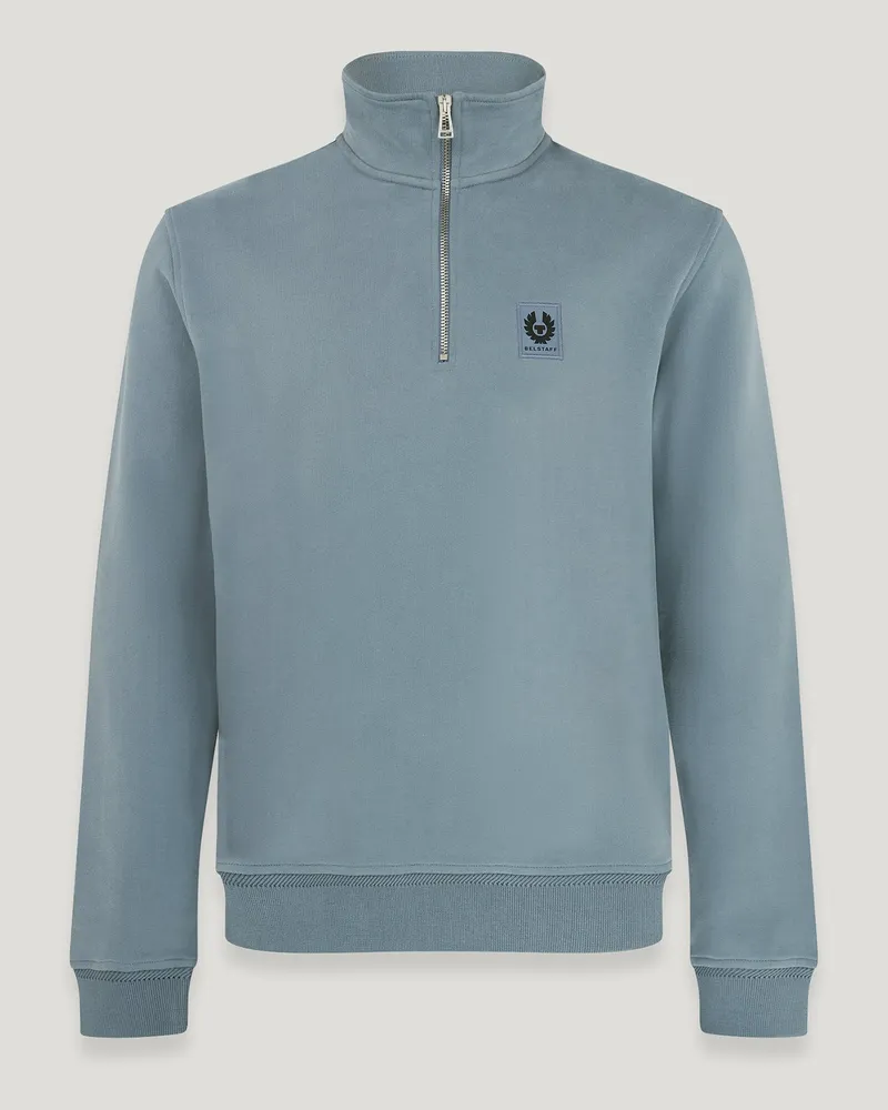 Belstaff Sweatshirt Mit Viertelreißverschluss für Herren Cotton Fleece Flintblau Flintblau