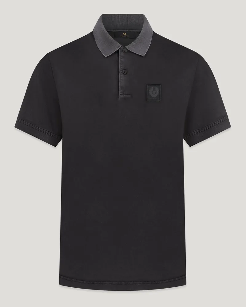 Belstaff Hockley Polohemd für Herren Negative Dye Jersey Verwaschenes Schwarz Verwaschenes