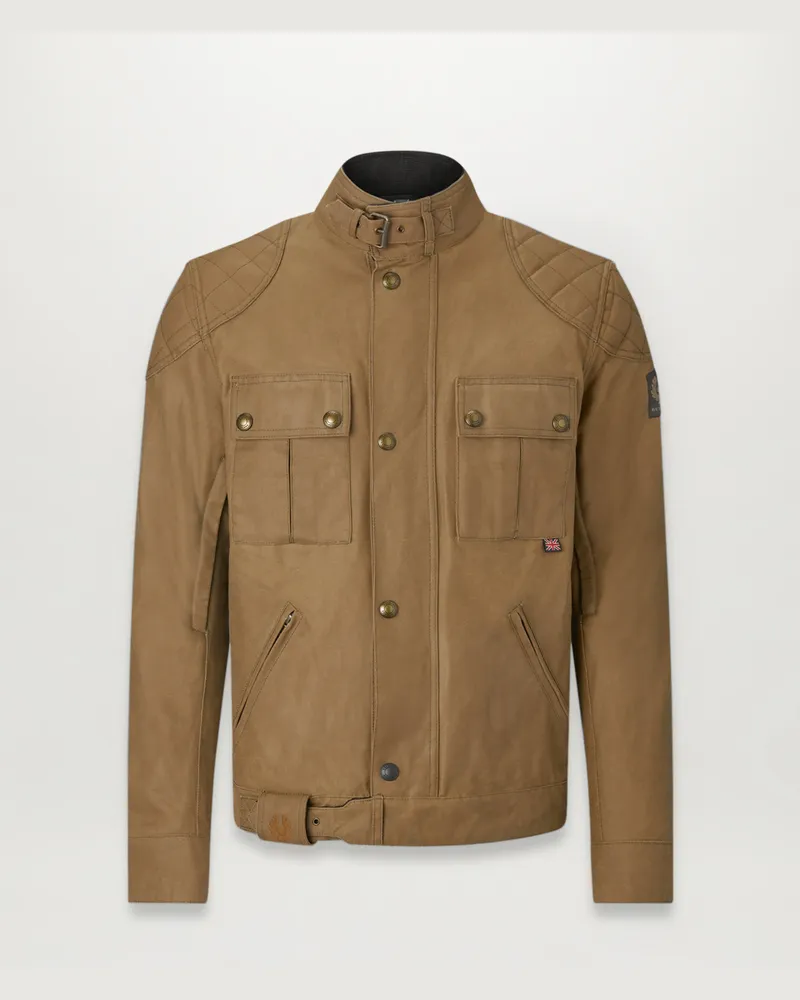 Belstaff Brooklands Motorradjacke für Herren Waxed Cotton Sand L 