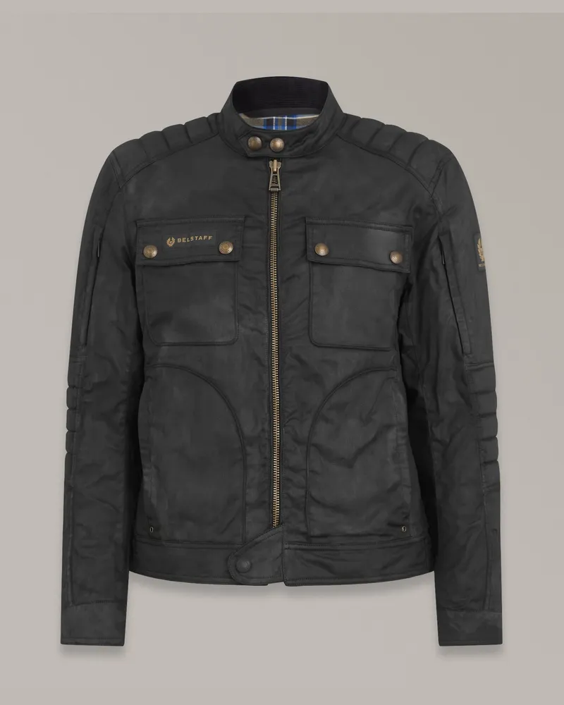 Belstaff Roberts Motorradjacke für Herren Waxed Cotton Schwarz Schwarz