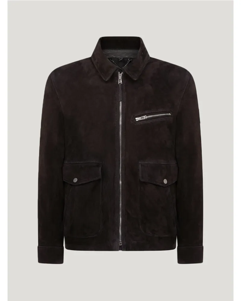 Belstaff Patterson Jacke für Herren Tanner Suede Verwaschenes Schwarz Verwaschenes
