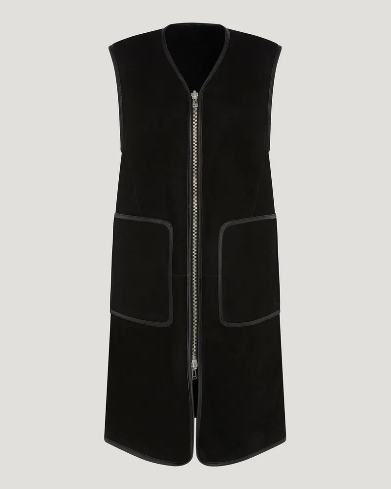 Belstaff Foundry Wendeweste für Damen Merino Shearling Schwarz Schwarz