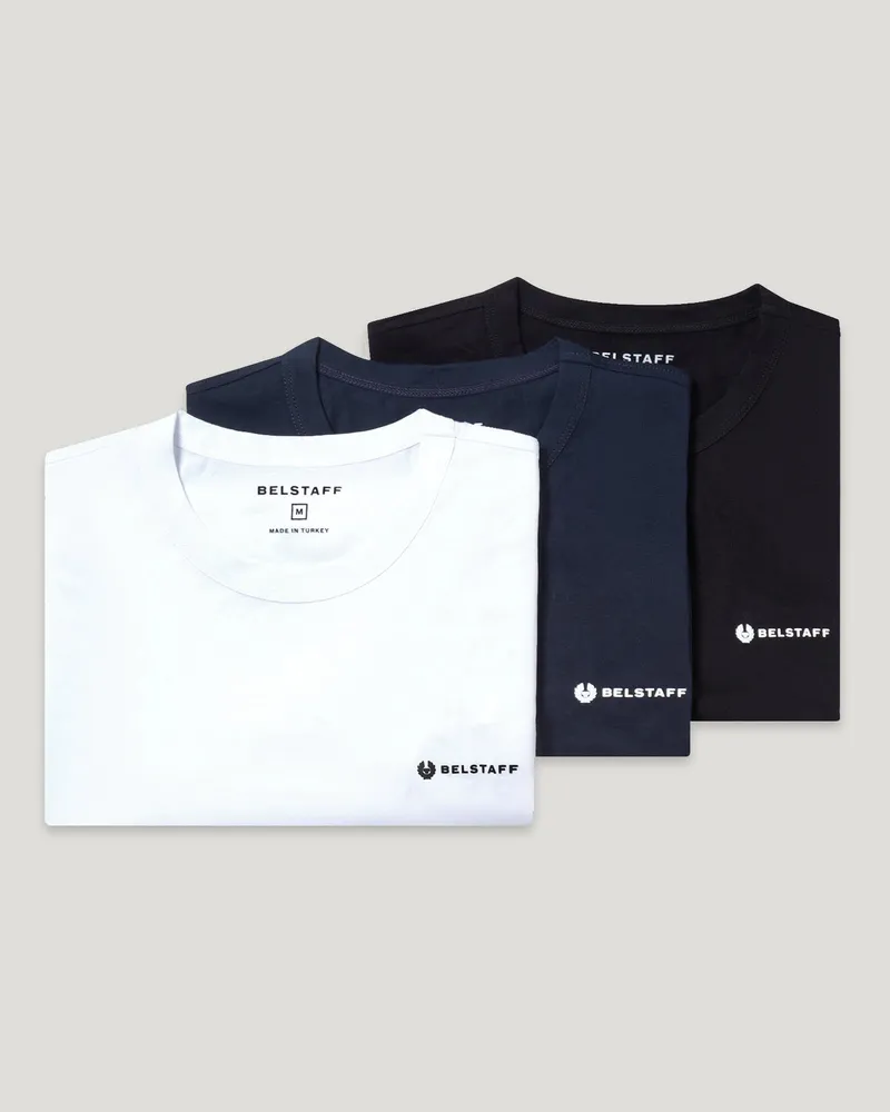 Belstaff T-shirts Im Dreierpack für Herren Cotton Jersey Schwarz/dunkles Dunkelblau/weiß Schwarz
