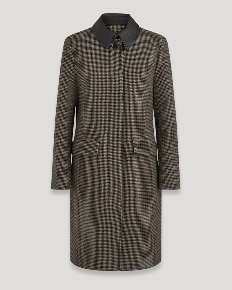 Belstaff Stannic Mantel für Damen Wool Cashmere Blend Gebranntes Eichenbraun mit Hahnentrittmuster Gebranntes