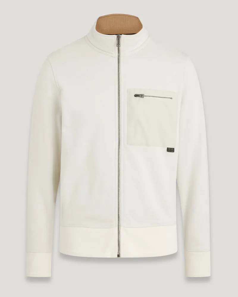 Belstaff Centenary Sweatshirt Mit Durchgehendem Reißverschluss für Herren Bicolour Fleece Kreideweiß Kreideweiß