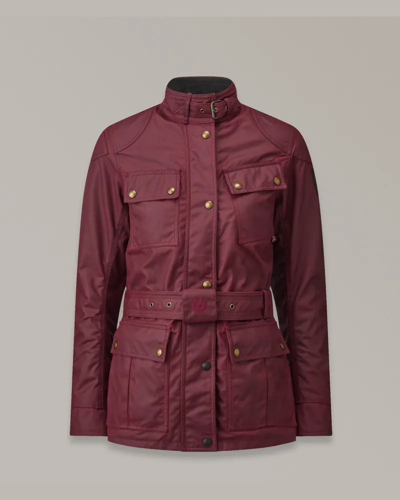 Belstaff Trialmaster Motorradjacke für Damen Waxed Cotton Racing Red Racing